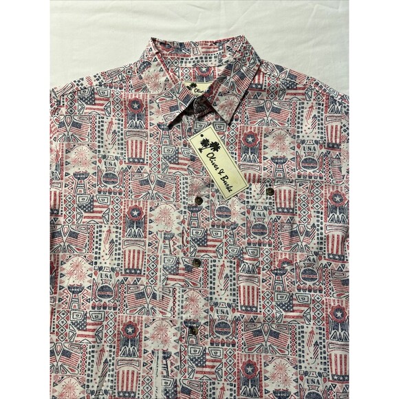 Oliver And Burke Men's Medium 4th of July Button-up Short Sleeve Shirt - Picture 1 of 16